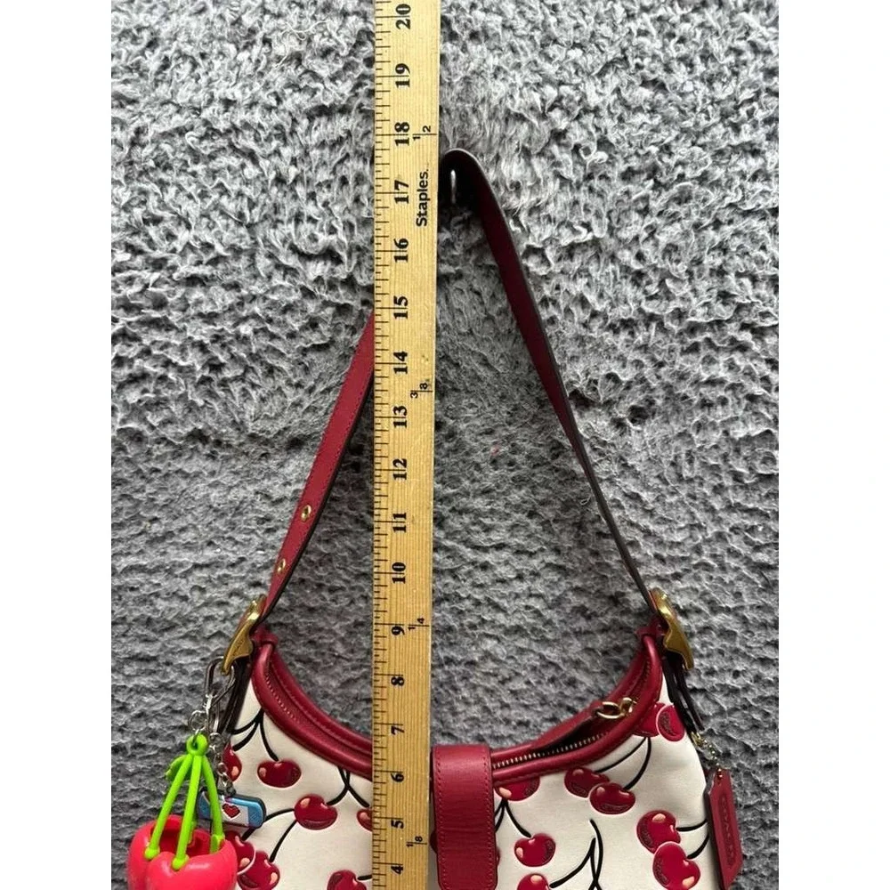 Authentic Coach Women's Leather Hamptons Hobo Bag With Cherry Print J2481-CY936
